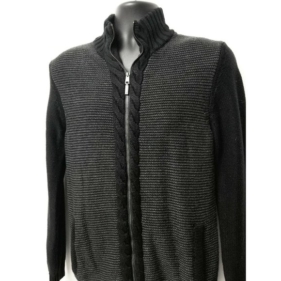 Calvin Klein Jeans Men's Black Full Zipper Knit Sweater Size Medium - Picture 2 of 5